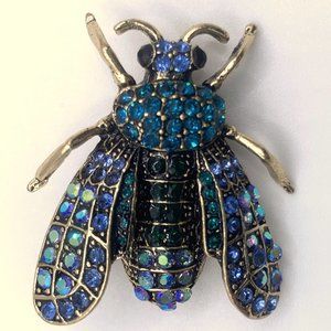 New Cute 3D Rhinestone Large Insect Fly Brooch Pin 1.5" Gift Animal Retro